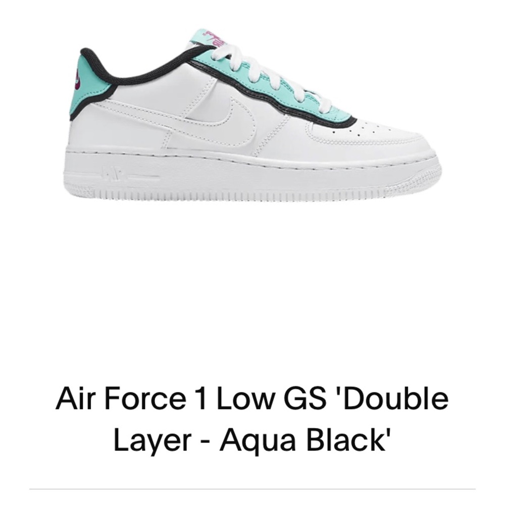 Nike Air Force 1 low double layer aqua/black sz 6